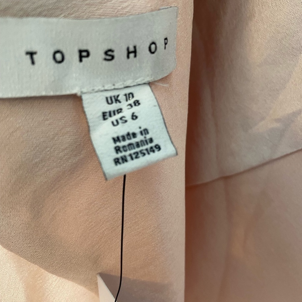 Topshop nude twist shoulder satin midi dress 6 - Picture 5 of 7